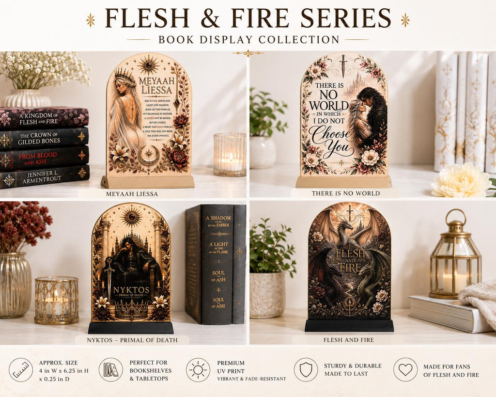 Flesh & Fire Display Stand | Romantasy Bookshelf Decor