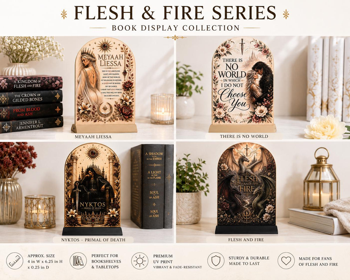 Flesh & Fire Display Stand | Romantasy Bookshelf Decor