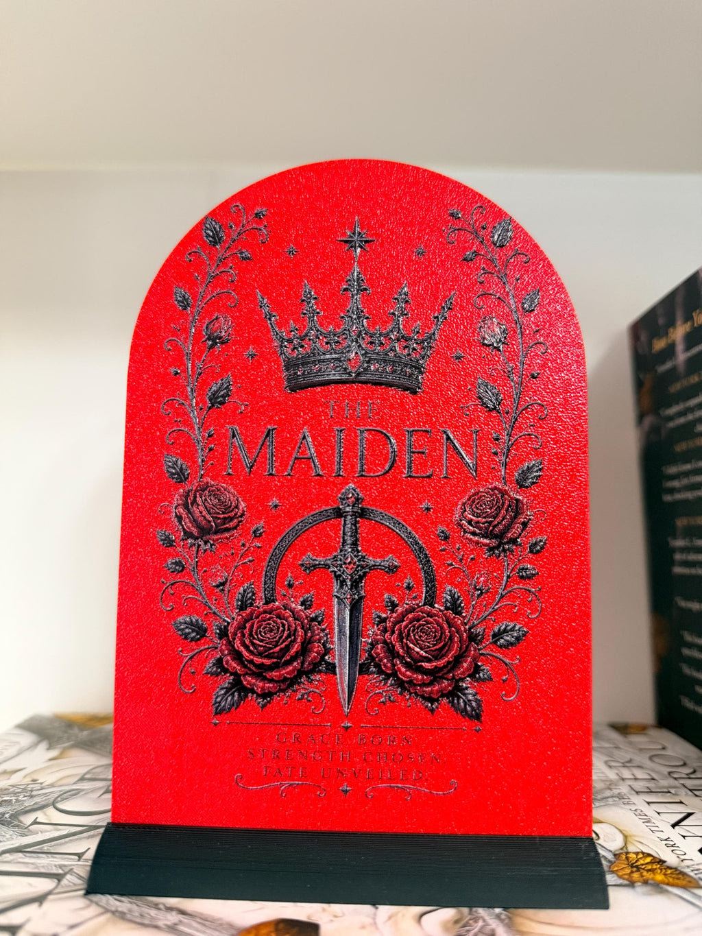 Blood and Ash Book Display Stand | Romantasy 3D Printed Bookshelf Decor | Fantasy Book Lover Gift, BookTok | UV Raised Textured Display