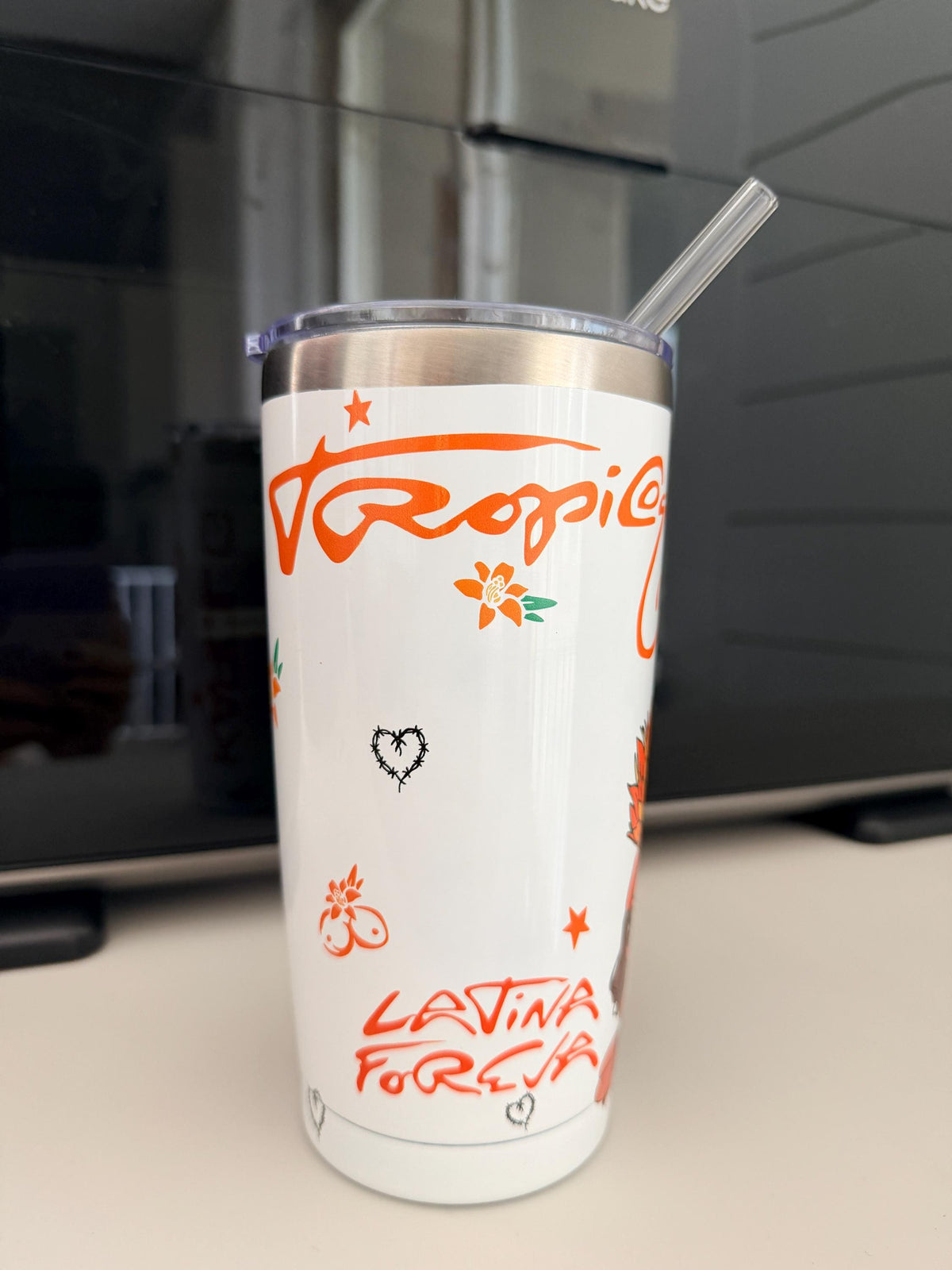 Karol G Inspired Tropical Latina Stainless Steel Tumbler, 20oz