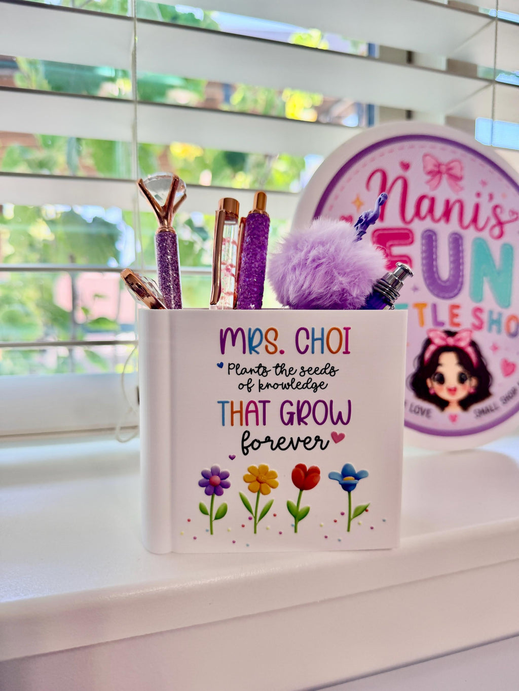 Personalized Book Shaped Teacher Pen Holder