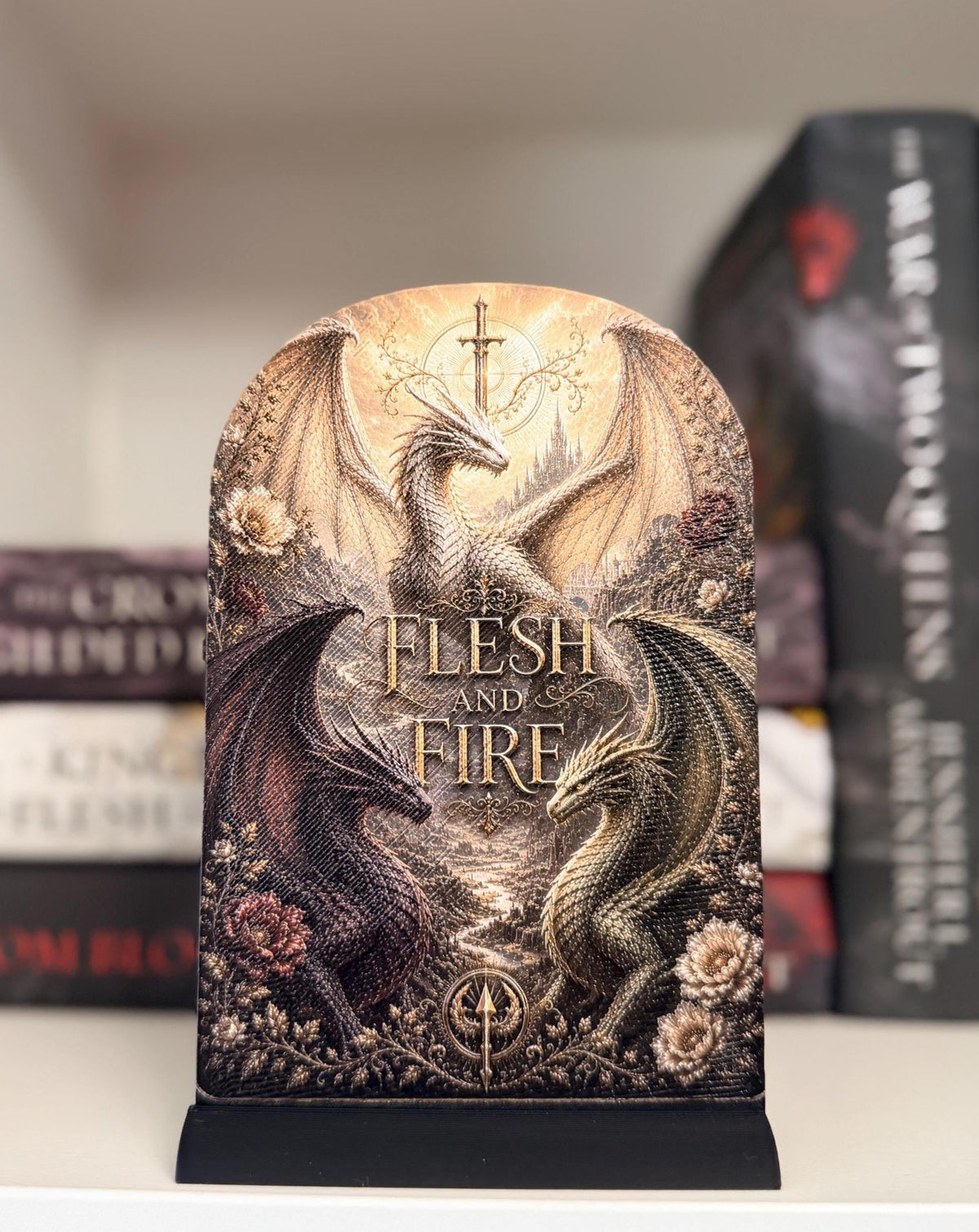 Flesh & Fire Display Stand | Romantasy Bookshelf Decor