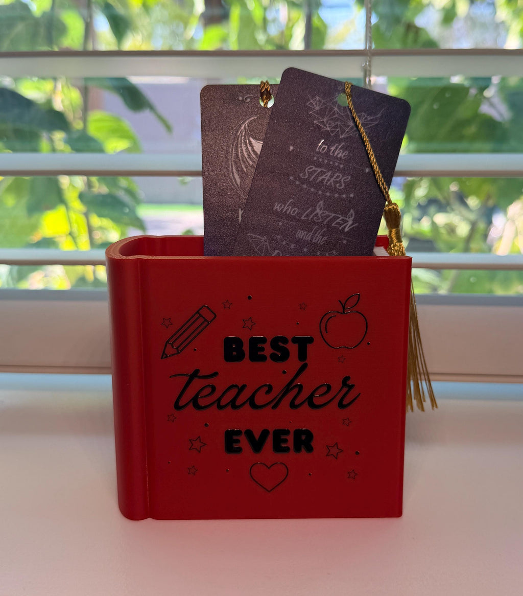 Personalized Book Shaped Teacher Pen Holder