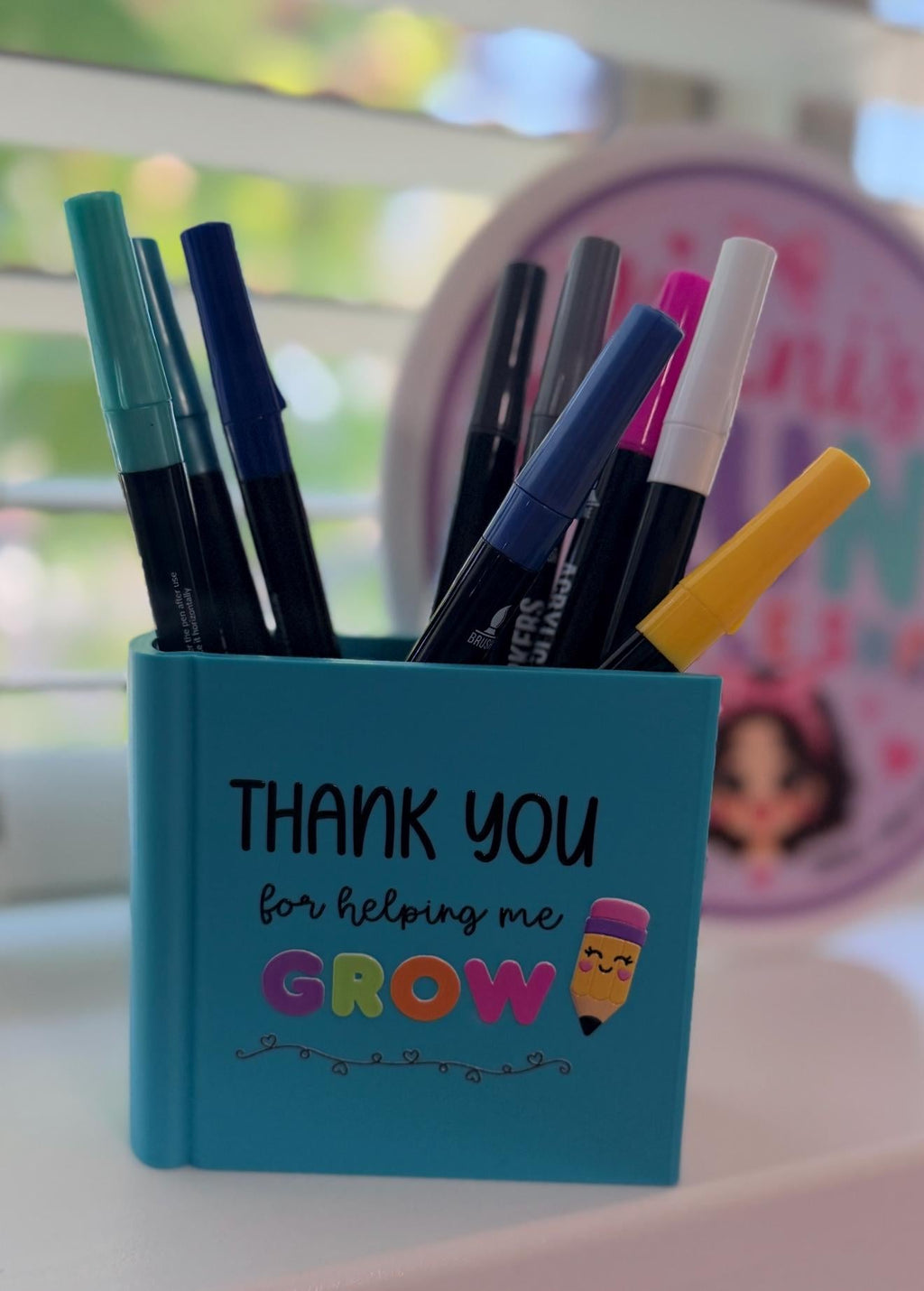Personalized Book Shaped Teacher Pen Holder