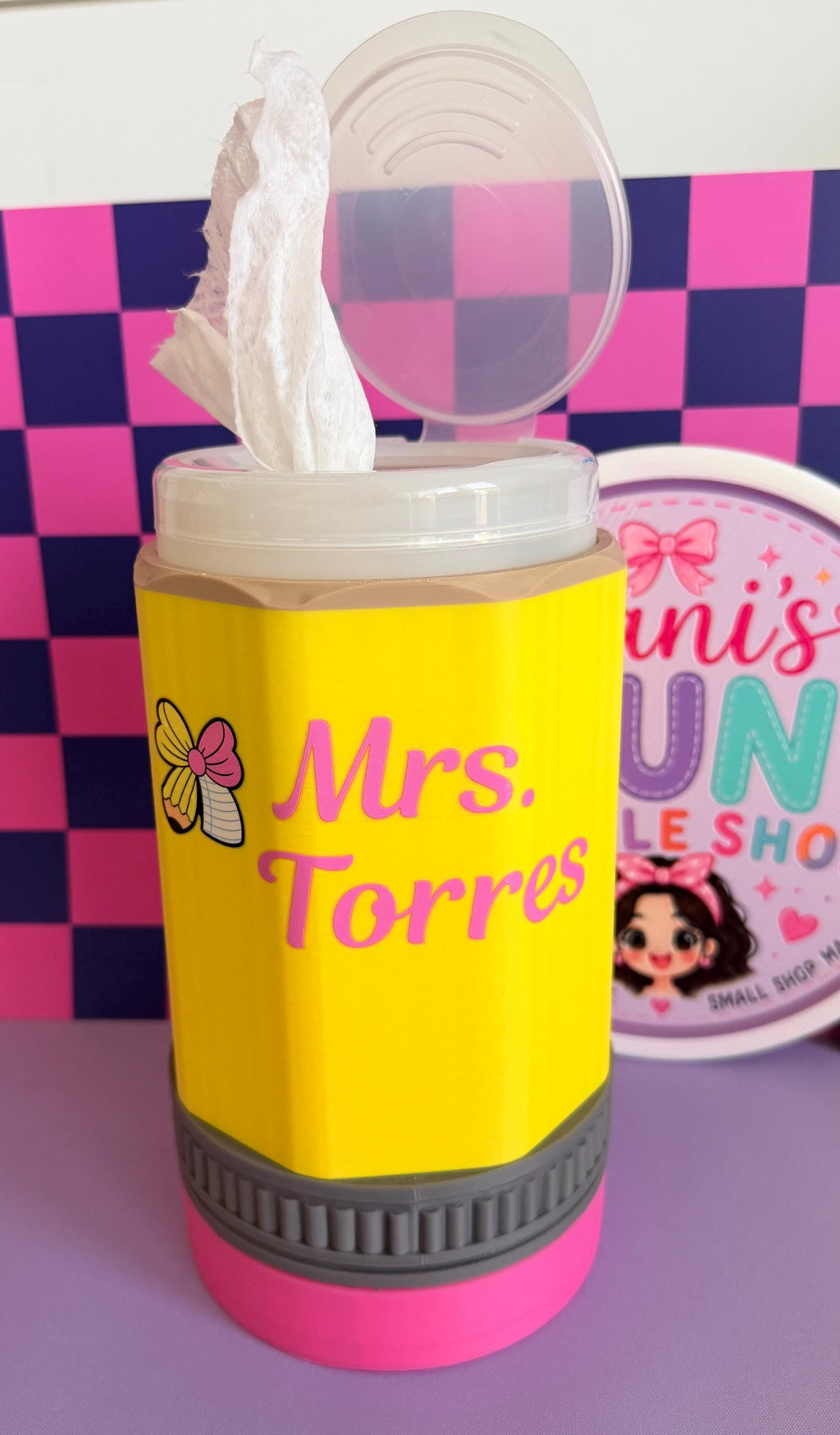 Teacher Disinfecting Wipes Holder | Personalized Pencil Clorox Wipes Cover | Classroom Decor | Teacher School Accessory Gift