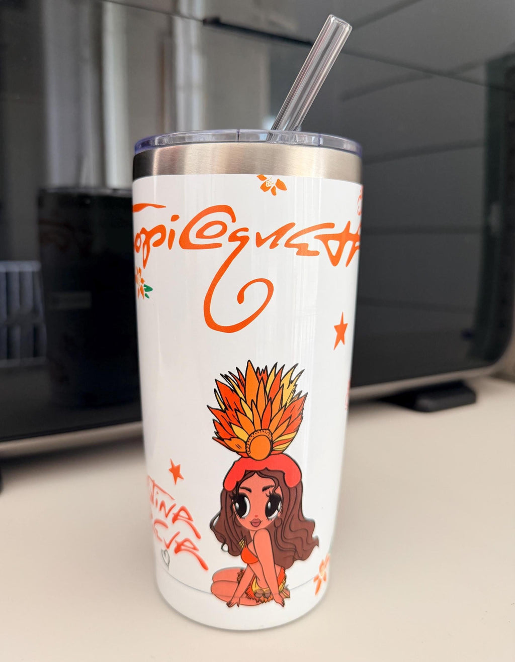 Karol G Inspired Tropical Latina Stainless Steel Tumbler, 20oz