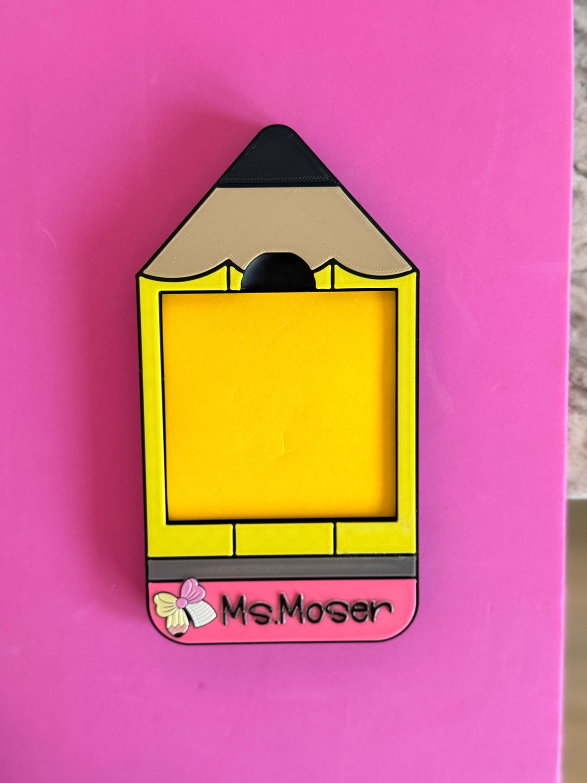 Pencil Teacher Desk Set: Pen Holder, Organizer, Name Sign, Heart Shaped Phone Stand, Fun Decor