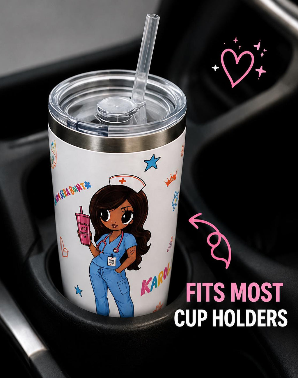 Karol G Bichota Nurse Stainless Steel Tumbler, 20oz