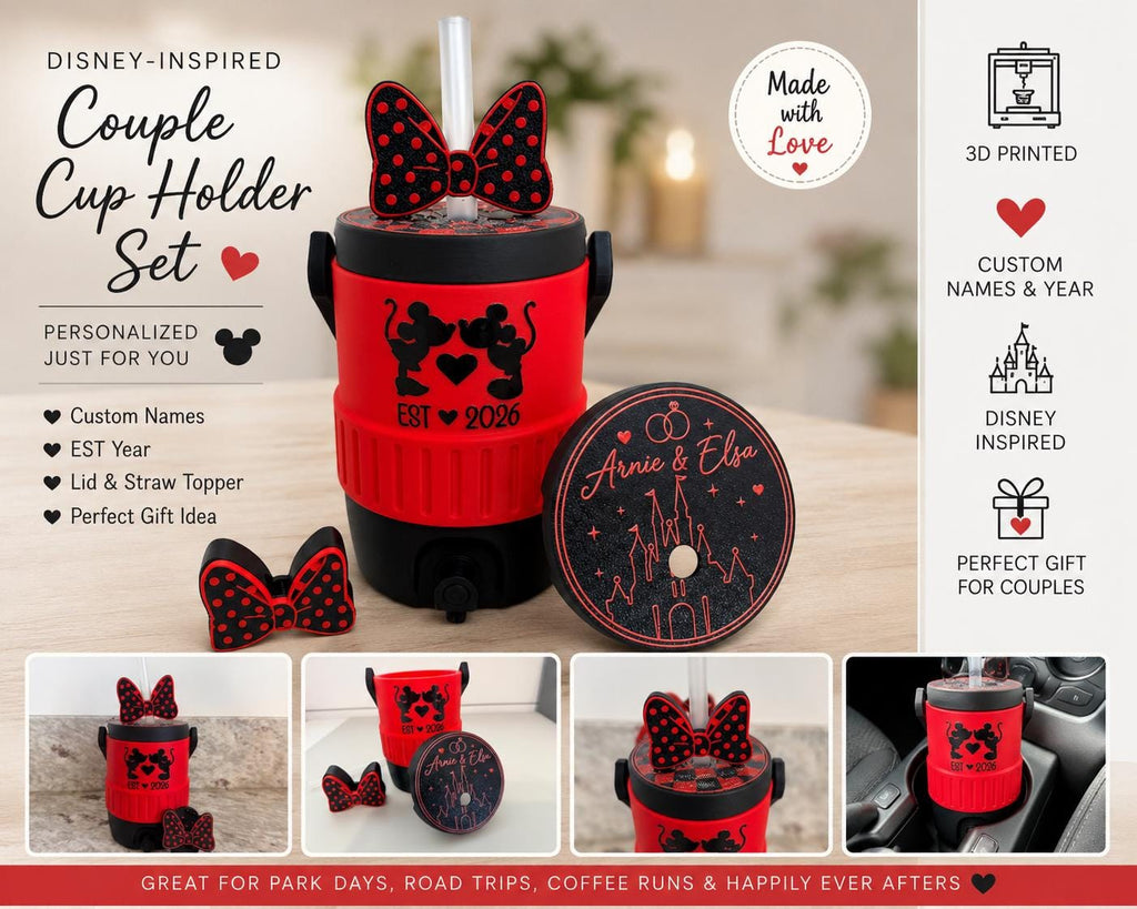 Disney-Inspired Couple Can Holder Set | Personalized Couple Koozie | Engagement, Honeymoon & Anniversary Gift