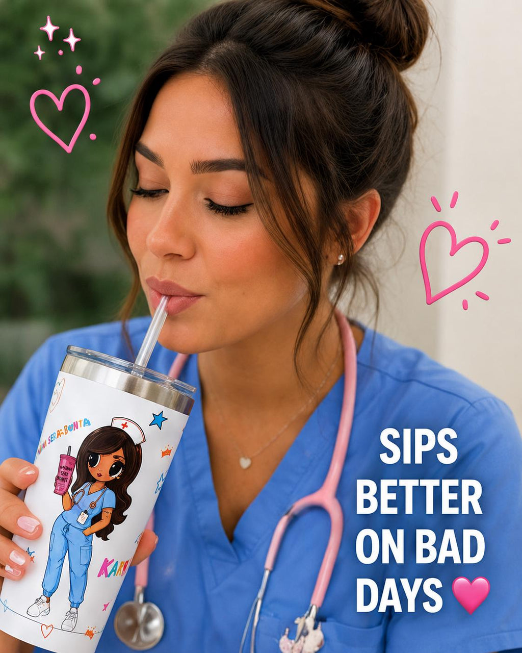 Karol G Bichota Nurse Stainless Steel Tumbler, 20oz