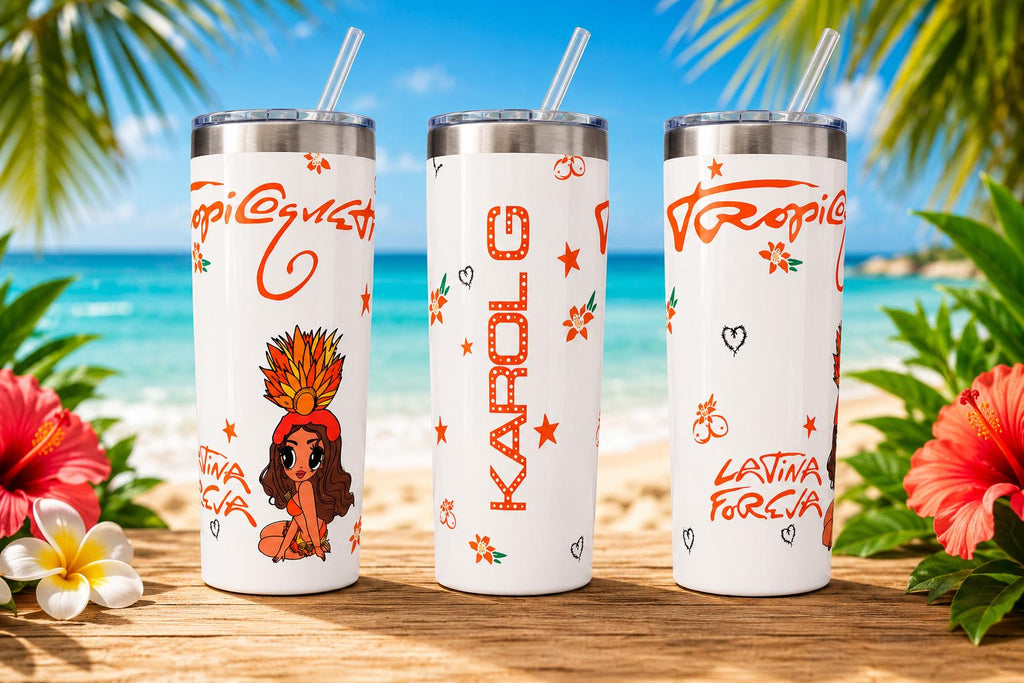 Karol G Inspired Tropical Latina Stainless Steel Tumbler, 20oz