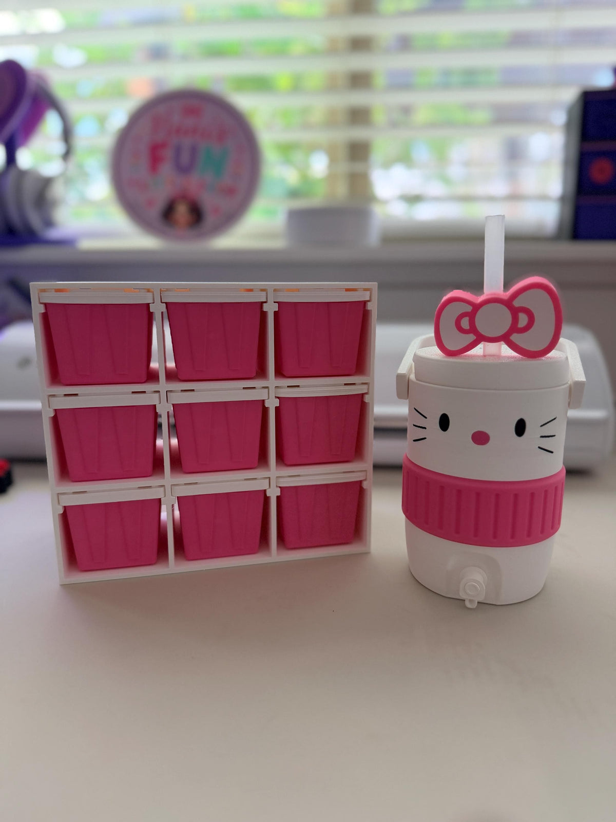 3D Printed Mini Tote Organizer | 9 Removable Bins, Desk Storage Shelf